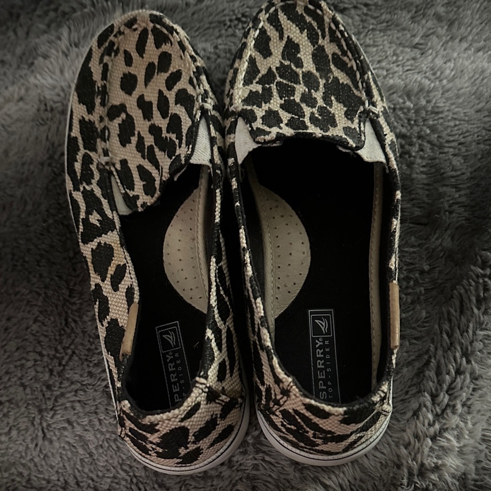 Sperry Women's Black and White Leopard Loafers